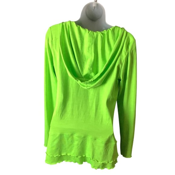 Calvin Klein Performance Quick Dry Womens Green Hooded Long Sleeve Ruched Top M - Picture 2 of 10